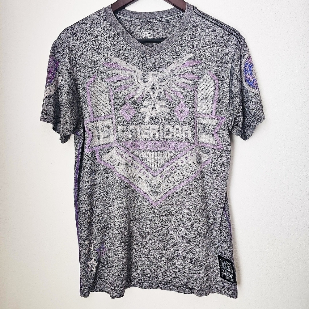 Gray and Purple Graphic T-Shirt